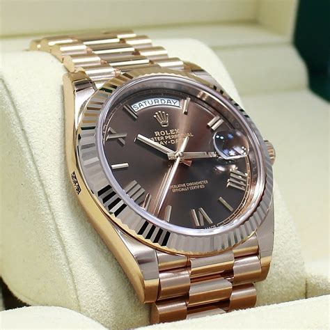 replica rolex day date everose chocolate dial|rolex everose gold diamond set.